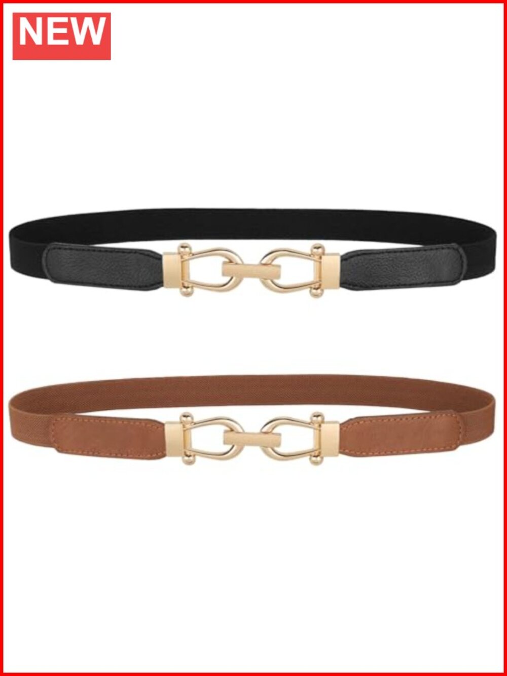 Skinny Elastic Belt for Dresses Thin Stretch Waist Belt with Buckle